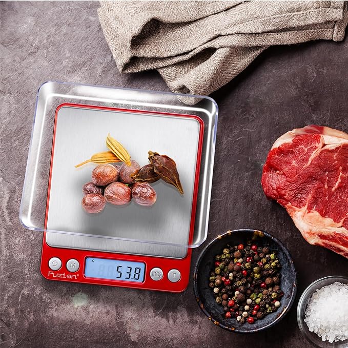 Fuzion Digital Scale .1 Gram Accuracy, 3000g Mini Food Scales for Herb, Spice, Jewelry, Gold, Small Food Scale - Weight Gram and Oz