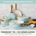 GreenPan Nonstick Reserve Pro 10 Piece Cookware Set, NSF Certified Ceramic, Hard Anodized PFAS-Free Pots & Pans Set with Lids, Stainless Steel Handles, Oven & Dishwasher Safe, Seaside Blue