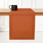 D'Moksha Homes Linen Rust Table Runner 108 Inches Long - 100% Pure Linen Dining Table Runner 14 x 108 Inch for Fall and Halloween - Machine Washable