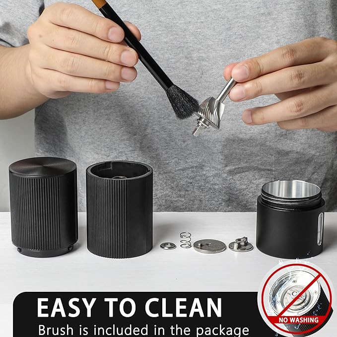 Portable Coffee Grinder Electric Burr Coffee Grinder with 45 Adjustable Settings, Rechargeable Coffee Grinders for Espresso, Travel, Camping and Office (Black)