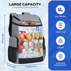 Maelstrom Backpack Cooler,36 Can Cooler Backpack,Soft Cooler Bag Insulated Leakproof,Lightweight Ice Chest Backpack,Travel Cooler Lunch Backpack for Camping,Hiking,Beach,Gray