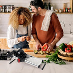 X Home Adjustable Mandoline Slicer for Kitchen, Stainless Steel Food Slicer, Vegetable Slicer for Cucumber, Potato, Carrot, Onion, Cleaning Brush & Food Pusher Included, Easy to Use & Clean