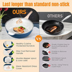 AOSION 12 Inch Nonstick Ceramic Deep Frying Pan,5.5QT Sauté Pan with lid,Large Skillet with Steam Rack,Healthy Jumbo Cooker,Stay Cool Handle,Induction Compatible, PFOA & PFAS Free. (BLUE)