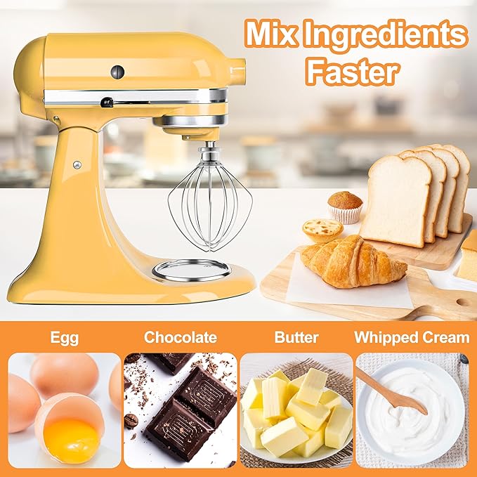 Wire Whip for KitchenAid Tilt-Head Stand Mixer Accessory Replacement, Egg Cream Stirrer, Cakes Mayonnaise Whisk，Whipping Egg White