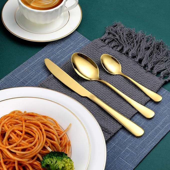 Gold Silverware Set, OGORI 30-Piece Gold Forged Stainless Steel Flatware Set, Service of 6