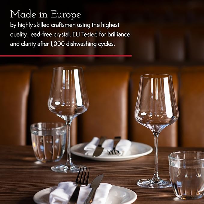 Gabriel-Glas StandArt Crystal Wine Glasses, Set of 4 with Gift Boxes - Premium, Universal Wine Glass for Red and White Wine - Dishwasher Safe, Lead-Free, 16 oz.