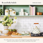 MACKENZIE-CHILDS Enamel Colander, Decorative Kitchen Strainer, Large, Gray-and-White Sterling Check