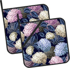 Hydrangeas in Wild Pot Holders Set of 2 Heat Resistant & Non Slip Potholders, Oven Hot Pads for Kitchen Cooking Baking Barbecue