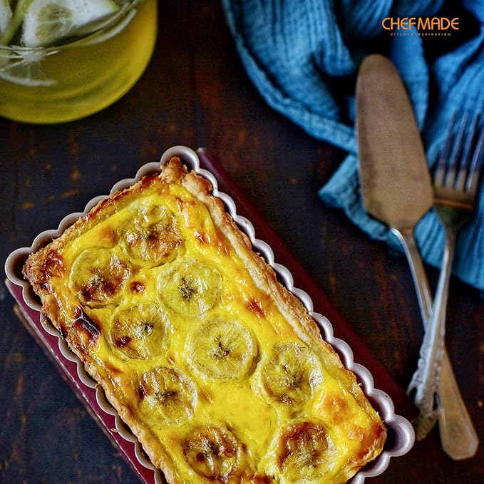 CHEFMADE Tart Pan, 7 Inch Non-Stick Quice Pan with Removable Loose Bottom for Oven Bake(Champagne Gold)