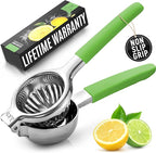 Zulay Lemon Squeezer Stainless Steel with Premium Heavy Duty Solid Metal Squeezer Bowl and Food Grade Silicone Handle - Large Manual Citrus Press Juicer and Lime Squeezer Stainless Steel (Light Green)