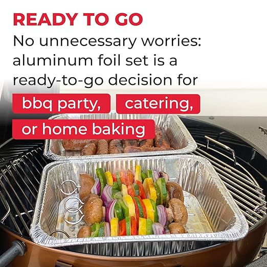 IDL Packaging Aluminum Foil Pans with Lids, Medium - 75 pc Chafing Dish Set - 25 Full Size and 50 Half Size Steam Table Pans + Lids - Disposable Cookware for Catering, Buffet, Party, BBQ