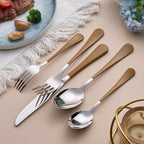 20-Piece Brown Silverware Set for 4, 18/0 Stainless Steel Flatware Cutlery Utensils Set, Include Dinner Knives,Dinner Forks,Dinner Spoons,Salad Forks,Teaspoons,Dishwasher Safe