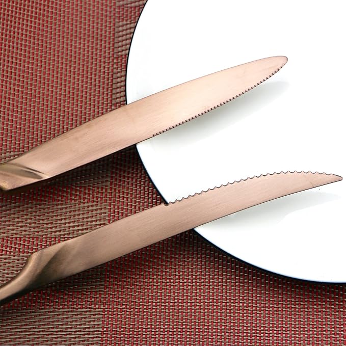 24-Piece Flatware Set,Extra Thick Heavy Duty - 18/10 Stainless Steel Cutlery Sets,High Matte Rose Gold Finish Silverware Flatware Sets Service for 4,Use for Home,Tableware Utensil Sets