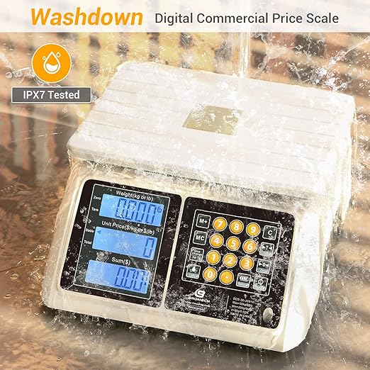 Price Computing Scale 66lb Digital Rechargeable Commercial Weight for Produce Food Meat Fruit Vegetable with Dual Large Display, Give Change Function and 5 Direct Plus Included, Not for Trade
