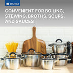 Daniks Orlando 10-Piece Stainless Steel Induction Cookware Set – Dishwasher Safe Saucepan, Pots with Heatproof Handles, Glass Lids, Measuring Scale, Silver