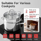 1.5 Quart Stainless Steel Saucepan with Steamer Basket, Tri-ply Full Body, Multipurpose Sauce Pot with Two-Size Drainage Holes Lid, Perfect For Boiling Gravies, Pasta, Noodles