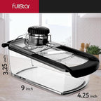 Fullstar Mandoline Slicer for Kitchen, Fruit Cutter, Cheese Grater, Cucumber Slicer, Veggie Spiralizer, Food Cutter & Kitchen Gadgets with Safety Glove (6 in 1, Clear)