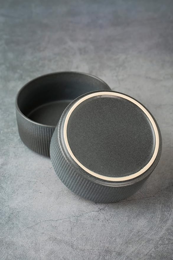 famiware Star Cereal Bowl Set, Soup Bowls Set of 6, Double Reactive Glaze, Stackable, 23 oz Deep Bowls Suitable for Popcorn, Oatmeal, Dessert - Dishwasher and Microwave Safe, Matte Dark Charcoal