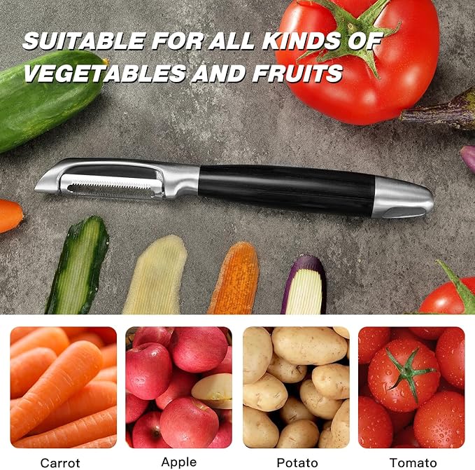 304 Stainless Steel Multi-Function Kitchen Peeler - With Solid Wood Handle, Sharp Durable Blade, Effortlessly Peels Vegetables and Fruits, Essential Kitchen Tool（ Type I）