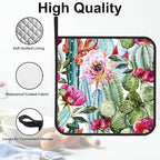 Watercolor Cactus Flower Pot Holders Set of 2: Heat Resistant, Waterproof, Stain-Resistant, Easy to Clean, Kitchen Decor
