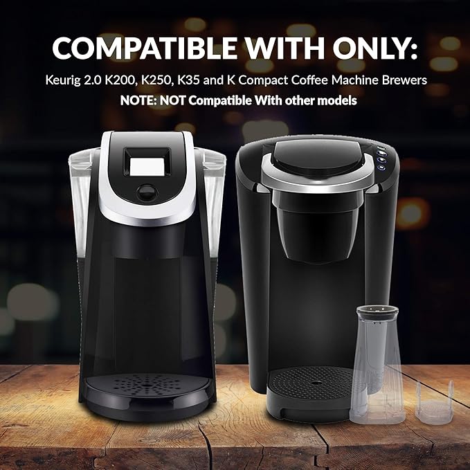 Keurig Starter Kit Replacement for Keurig 2.0 K200, K250, K35, K-Duo, K Duo Hot & Iced Gen 2 and K-Compact Coffee Makers by PureHQ - Includes Short Filter Holder and 3-Pack Cartridges Water Filters