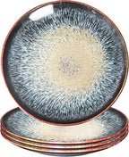 Ceramic Dinner Plates lunch plate Set of 4, for buffet, Steak, Bread, Risotto, Pasta, Salad- Microwave and Dishwasher Safe, Scratch Resistant durable, 10 IN Black