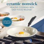 Rachael Ray Cucina Ceramic Nonstick Frying Pan/Skillet, 8.5 Inch Non Stick Open Fry Pan, Dishwasher Safe - Peppercorn