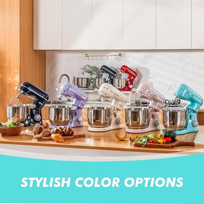 Kitchen in the Box Stand Mixer, 3.5 QT Small Kitchen Electric Stand Mixers, 10-Speed Portable Lightweight Dough Mixer for Daily Use with Egg Whisk, Dough Hook, Beater (Blue)