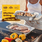 Fit Meal Prep 100 Pack 9x13 Aluminum Foil Pans - Heavy Duty Half Size Tin Pans Disposable for Roasting, Cooking, Serving, and Freezing - Baking Pan Trays for Buffet, Meal Prep, and Food Storage