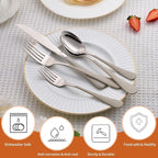20 Piece Cream Grey 18/0 Flatware Utensil Set for 4, Include Dinner Knife,Dinner Forks,Dinner Spoons,Salad Forks,Teaspoons,Silverware Set for 4, Dishwasher Safe