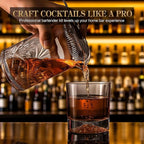 Cocktail Mixing Glass, veecom 6 Piece Crystal Bar Mixing Glass Bartender Set with Bamboo Stand, 18oz Old Fashioned Kit Cocktail Beaker Glass Set with Strainer, Muddler, Spoon, Jigger