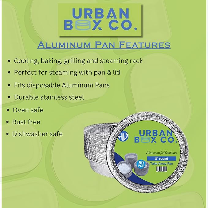 8” Round Aluminum Foil Pans - 100 Pack No Lid | Disposable Deep-Sided Baking Pans for Pie, Cooking, Meal Prep & Storage | Freezer & Oven Safe, Recyclable Tins for Baking Delicious Pies.