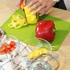 Thick Cutting Boards for Kitchen Silicone Chopping Board Set of 2 Mid 12.6'' x 9.1”,Mini 9.1”x7.1” Non-slip Deep Drip Juice Groove Easy Grip Handle,Dishwasher Safe-Green