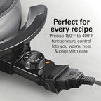 Hamilton Beach 12 Cup Electric Fondue Pot Set with Temperature Control, 6-Color Coded Forks, for Cheese, Chocolate, Hot Oil, Broth, 3 Quart PFAS-Free Nonstick Interior, Gray (86202)