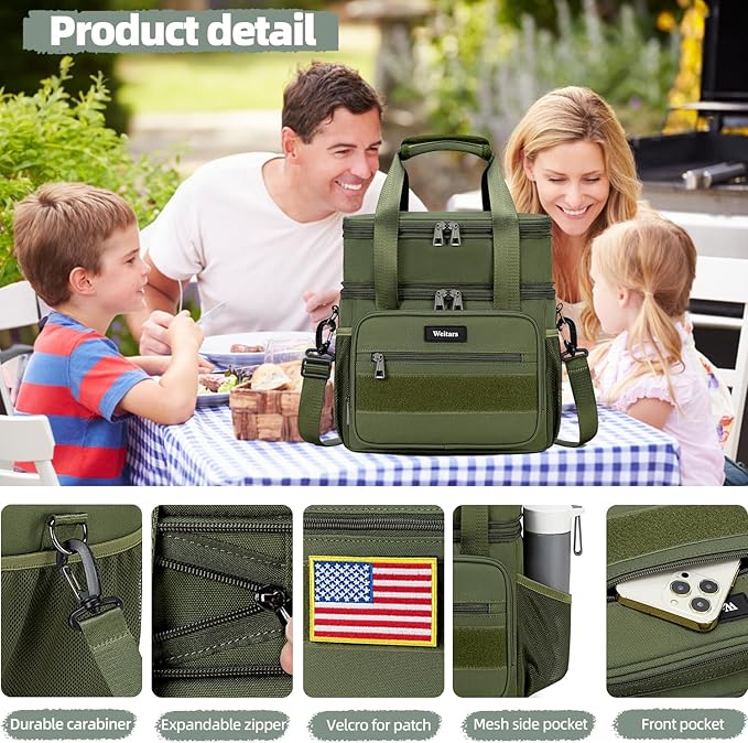 Weitars Tactical Lunch Box, Insulated Lunch Box, Large Expandable Heavy Duty Lunch Boxes for Men Women Durable Waterproof Leakproof Lunch Cooler Bag for Adults Work Outdoor Picnic Camping