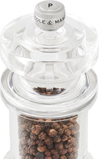 Cole & Mason 675 Refillable Spice Mill - Kitchen & Home Accessory - Salt & Pepper Grinder Set - Salt & Peppercorn Included - Acrylic - Salt & Pepper Set 4.5"