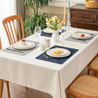 Romanstile Reversible Vinyl Placemats Set of 8, Faux Leather 100% Waterproof Oil-proof Wipeable Place Mats, Heat Resistant Dual Sided Table Mats for Kitchen/Dining/Party (Grey Nave Blue, 12 x 17 Inch)