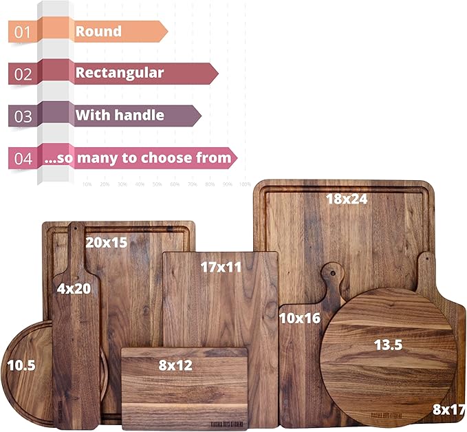 Made in USA Walnut Cutting Board by Virginia Boys Kitchens - Butcher Block made from Sustainable Hardwood (8x12)