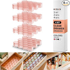 Honeycomb Separator Adjustable Drawer Organizer Divider for Underwear Belt-Scarf Socks Organizer (Pink(4pcs))