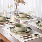 AmorArc Ceramic Dinnerware Sets, Handmade Reactive Glaze Stoneware Plates and Bowls Sets,Highly Chip and Crack Resistant | Dishwasher & Microwave Safe Dishes Set, Service for 4 (12pc)