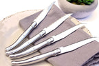 French Home Laguiole 4-Piece Steak Knife Set – Sophisticated Stainless Steel Dinner Knives with Iconic Bee Emblem – Serrated Knives for Smooth Cutting (9.25")
