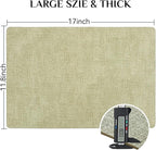 Softalker Vinyl Placemats Set of 4 - Faux Leather Heat Resistant Place Mats, 100% Waterproof Oilproof Wipe Clean Table Mats for Indoor & Outdoor Use, 17’’×12’’, Grass Green