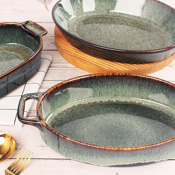 12" x 8" Porcelain Oval Casserole Dishes - Baking Dish for Oven, 1.6 QT Ceramic Lasagna Pans, Oven Safe Bakeware for Kitchen Cooking, Cake, Banquet and Dinner