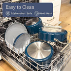 Ceramic Cookware Set Nonstick Pots and Pans Set 8 Pieces NonToxic PTFE/PFOA/PFAS Free All Cooktops Compatible Even Heat Distribution Oven Safe Up to 500°F, Caribbean Blue