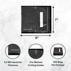 Resealable Zipper Vacuum Seal Bags 7" x 8" (100 Count) 5.5 Mil (Black and Clear) - BPA Free Commerical Grade Food Saver for Storage, Sous Vide, Cookies, Candy, Meal Prep Packaging, Candy, Sealer Bag