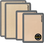 4 Pack Silicone Baking Mat, Non-Stick Silicone Baking Sheet, Food Safe, 480℉ Heat Resistant, 2 Half & 2 Quarter (Grey)