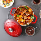 vancasso Enameled Cast Iron Dutch Oven with Lid, 3.5 QT Small Round Enamel Dutch Oven Pot for Bread Baking, Non Stick Enamel Coating, Red