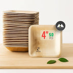 | 4" Square Palm Leaf Plates (50 Pcs) Disposable Plate Bamboo Like Party Pack, Compostable & Biodegradable Plate for Desserts, Eco Friendly Alternative to Plastic Bowl Paper Plates