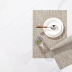 LEXMORE PVC Woven Placemats 4 PCS Wipeable Indoor/Outdoor Table Mats Washable Vinyl Place Mats for Dining Table, Set of 4-Caramel