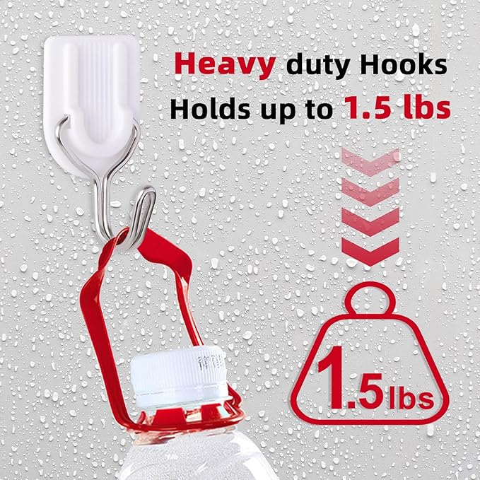 25 Wire Hooks for Hanging Heavy Duty with Strips no Damage,Adhesive Wall Hook Small, removalbe Large Sticky Bulk, for Key, Coat, Towel, Outdoor, hat